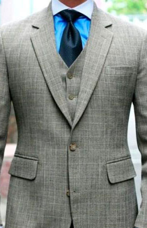 3-teiliger Massanzug, mit 1-Reiher Jacket, karierter Anzugstoff 3-teiliger Massanzug, mit 1-Reiher Jacket, karierter Anzugstoff
